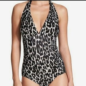 NWT Calvin Klein Halter Animal Print Swimsuit
